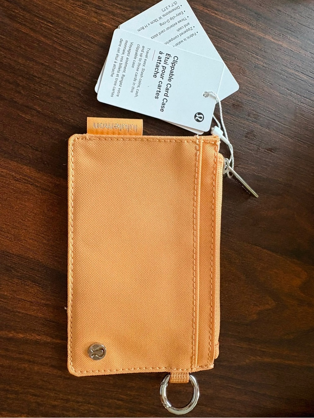 lululemon athletica Orange Clip Card Case with Key Ring and Zip